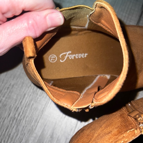 Forever Cognac Suede Ankle Booties with Side Zip - Picture 6 of 6